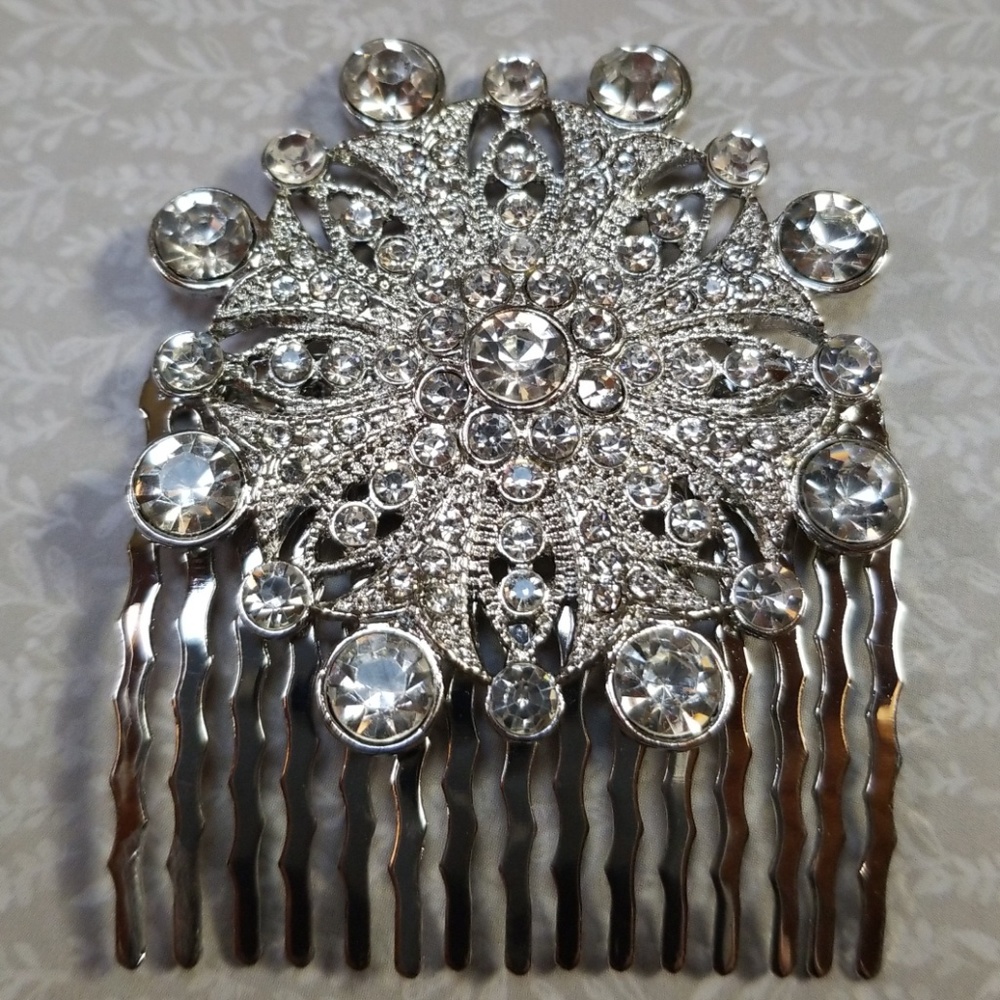 Rhinestone Hair Comb Flapper Deco Nouveau 1920's - Picture 2 of 8